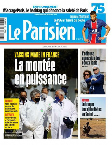 Le Parisien du Lundi 5 Avril 2021