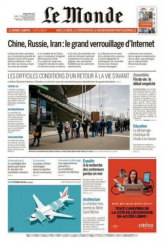 Le Monde du Jeudi 8 Avril 2021