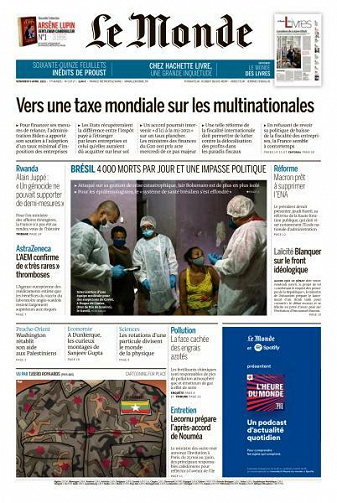 Le Monde du Vendredi 9 Avril 2021