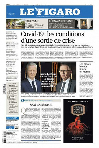 Le Figaro du Mercredi 14 Avril 2021