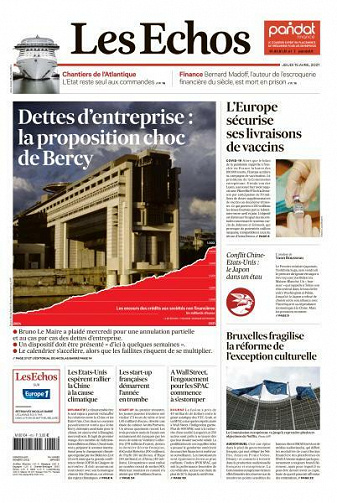 Les Echos du Jeudi 15 Avril 2021