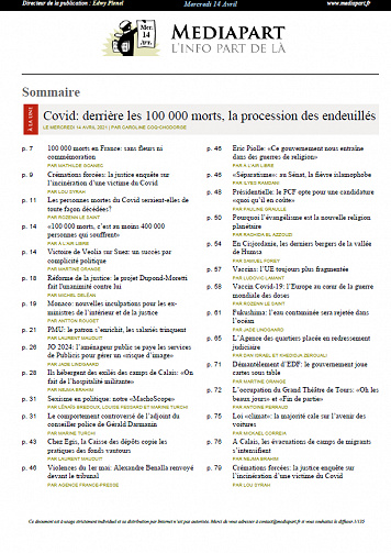 Mediapart du Mercredi 14 Avril 2021 (Edition le soir)
