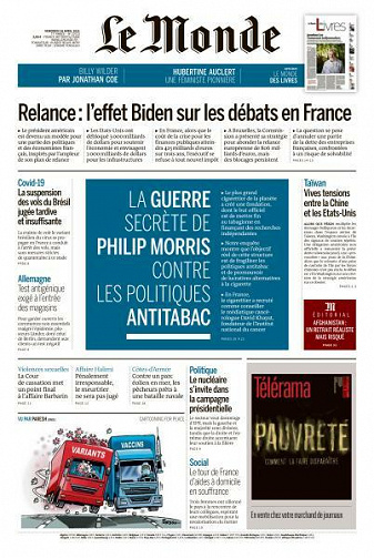 Le Monde du Vendredi 16 Avril 2021