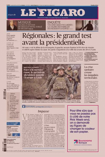 Le Figaro du Vendredi 16 Avril 2021