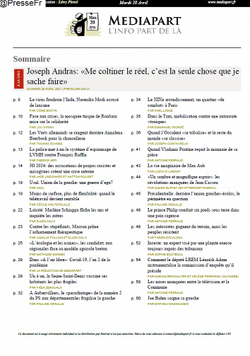 Mediapart du Mardi 20 Avril 2021