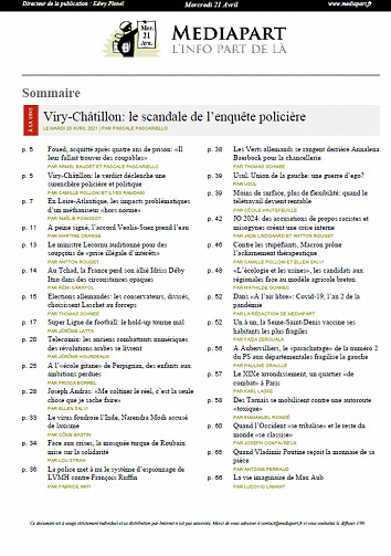 Mediapart du Mercredi 21 Avril 2021