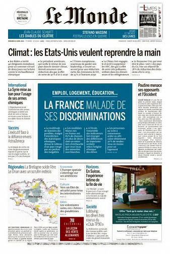Le Monde du Vendredi 23 Avril 2021