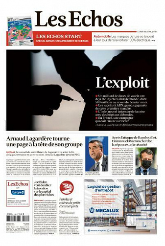 Les Echos du Lundi 26 Avril 2021
