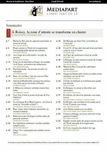 Mediapart - 26 Avril 2021 (Edition le soir)