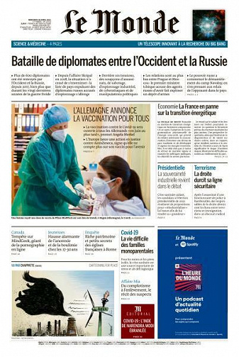 Le Monde du Mercredi 28 Avril 2021