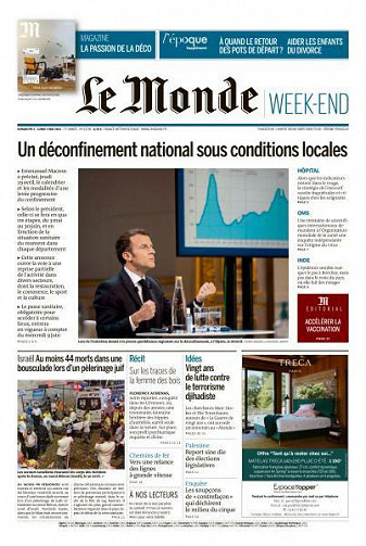 Le Monde du Dimanche 2 et Lundi 3 Mai 2021