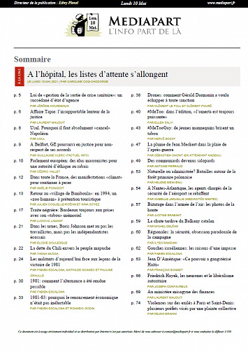 Mediapart du Lundi 10 Mai 2021