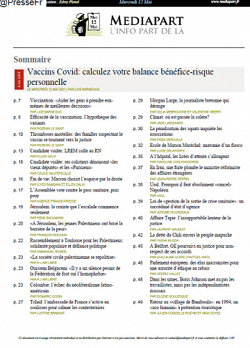Mediapart du Mercredi 12 Mai 2021