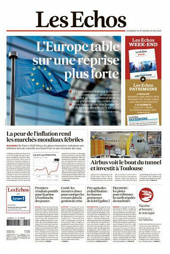 Les Echos du Vendredi 14 et Samedi 15 Mai 2021