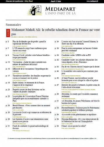Mediapart du Jeudi 13 Mai 2021