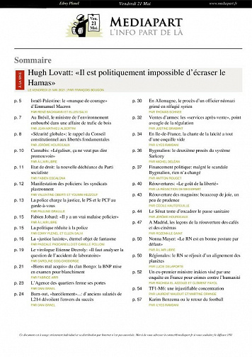 Mediapart - Vendredi 21 Mai 2021