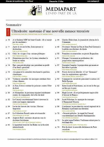 Mediapart du 23 Mai 2021 (Edition le soir)