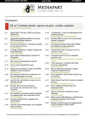 Mediapart du Lundi 31 Mai 2021