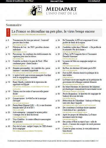 Mediapart du Mercredi 9 Juin 2021 (Edition le soir)