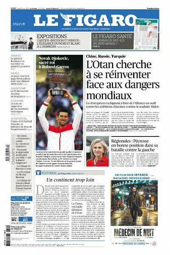 Le Figaro du Lundi 14 Juin 2021