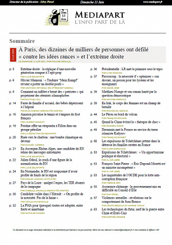 Mediapart du Dimanche 13 Juin 2021