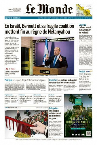 Le Monde du Mardi 15 Juin 2021
