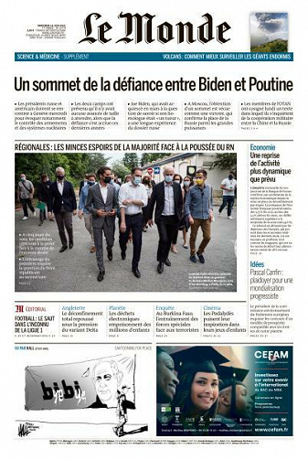 Le Monde du Mercredi 16 Juin 2021