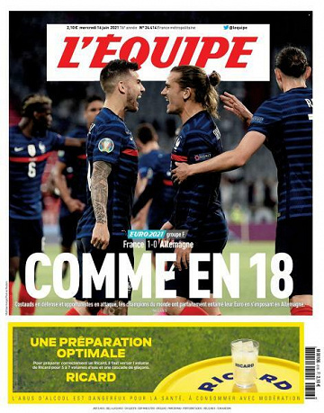 L’equipe du Mercredi 16 Juin 2021