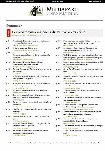 Mediapart du Jeudi 17 Juin 2021