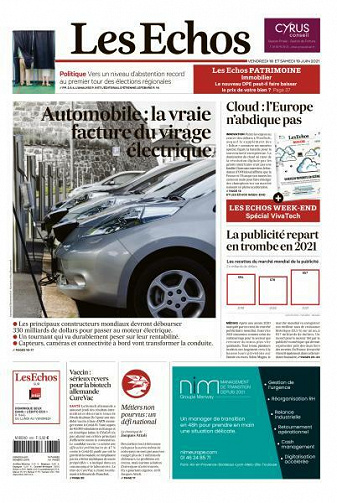 Les Echos du Vendredi 18 et Samedi 19 Juin 2021