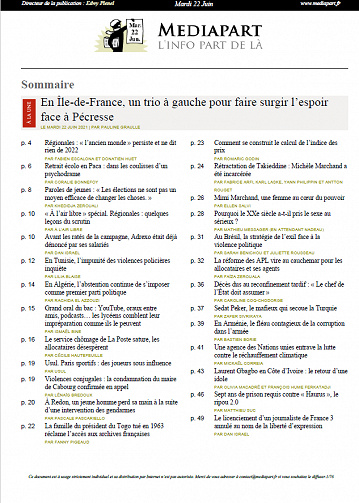 Mediapart du Mardi 22 Juin 2021 (Edition le soir)