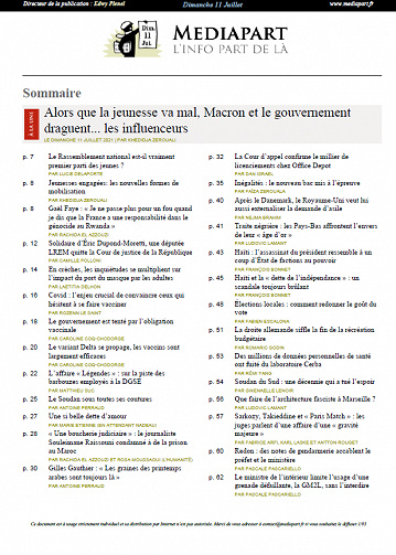 Mediapart du Dimanche 11 Juillet 2021 (Edition le soir)