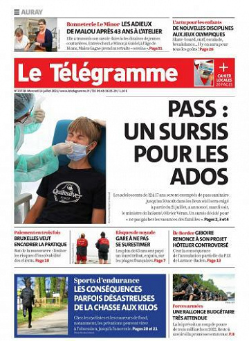 Le Télégramme (4 Éditions) Du Mercredi 14 Juillet 2021