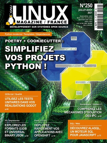 GNU Linux Magazine 250 : Simplifiez vos projets Python ! - Juillet - Aout 2021