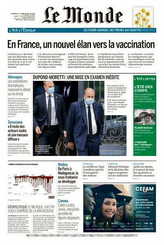 Le Monde du Dimanche 18 et Lundi 19 Juillet 2021