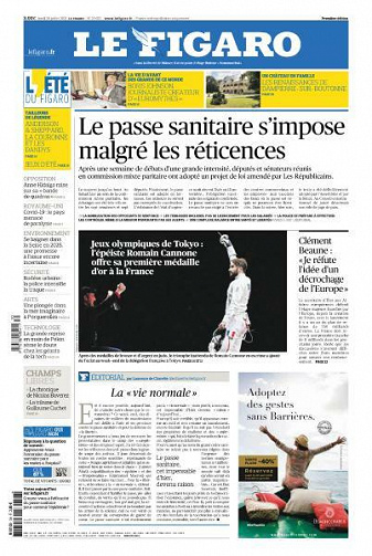 Le Figaro du Lundi 26 Juillet 2021