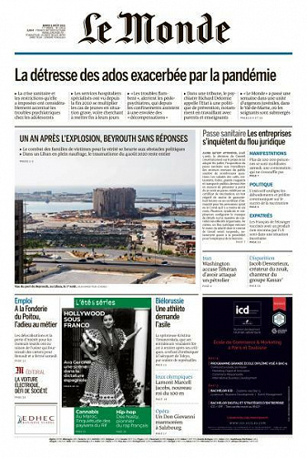 Le Monde du Mardi 3 Août 2021