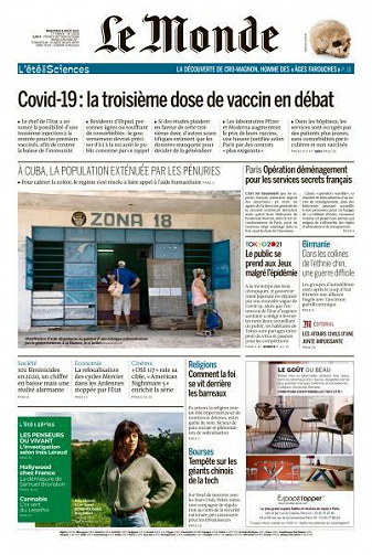 Le Monde du Mercredi 4 Août 2021