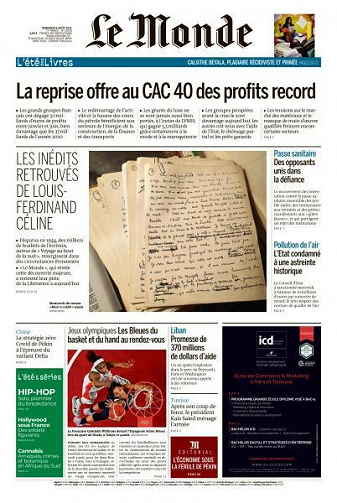 Le Monde du Vendredi 6 Août 2021