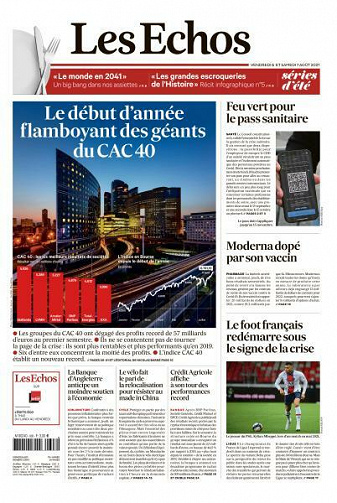 Les Echos du Vendredi 6 et Samedi 7 Août 2021