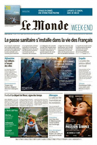 Le Monde du Samedi 7 Août 2021