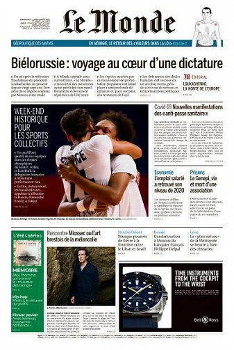 Le Monde du Dimanche 8 et Lundi 9 Août 2021