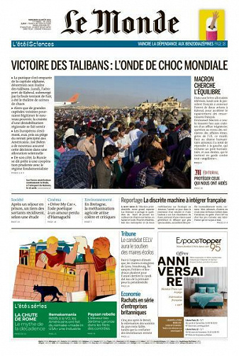 Le Monde du Mercredi 18 Août 2021