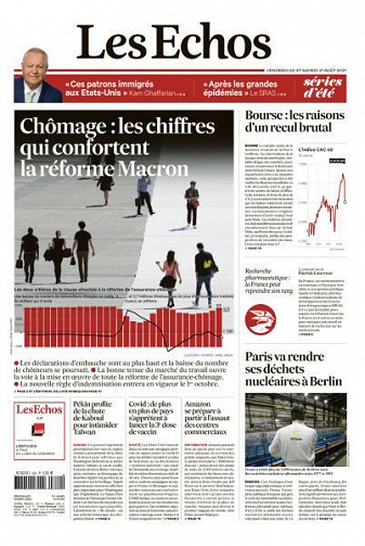 Les Echos du Vendredi 20 et Samedi 21 Août 2021