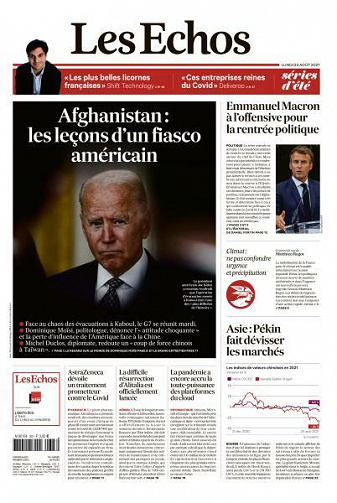 Les Echos du Lundi 23 Août 2021