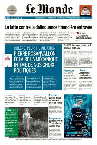 Le Monde du Mercredi 25 Août 2021