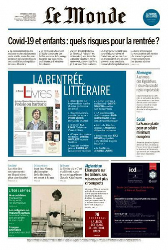 Le Monde du Vendredi 27 Août 2021
