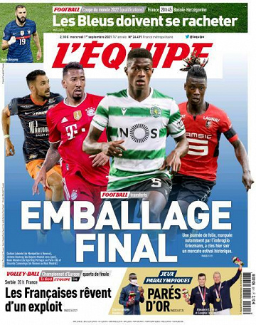 L’equipe du Mercredi 1er Septembre 2021