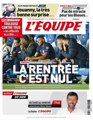L’equipe du Jeudi 2 Septembre 2021
