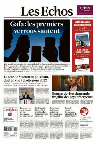 Les Echos du Vendredi 3 et Samedi 4 Septembre 2021